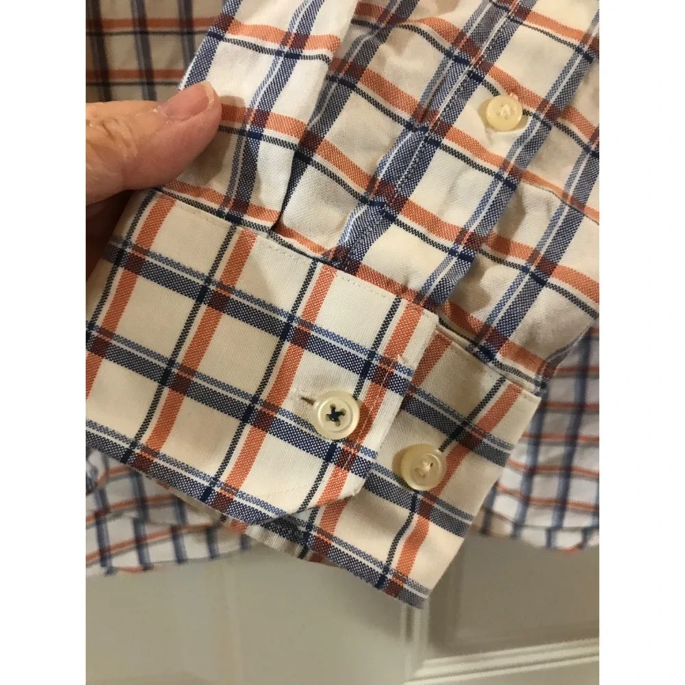 Banana Republic Size Large ClassicFit White Plaid Long Sleeve Button Down‎ Shirt